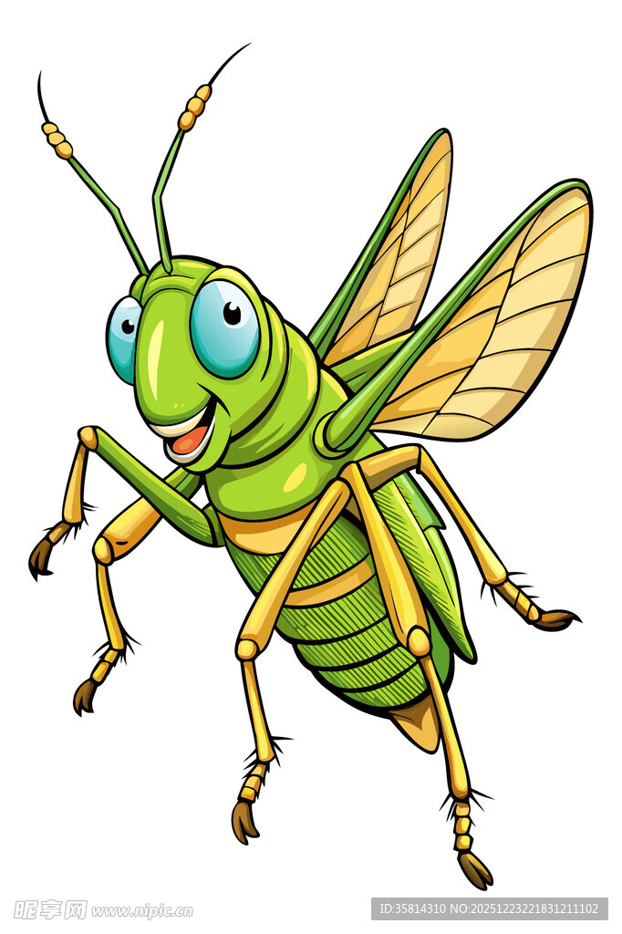 可爱绿色卡通蚂蚱形象