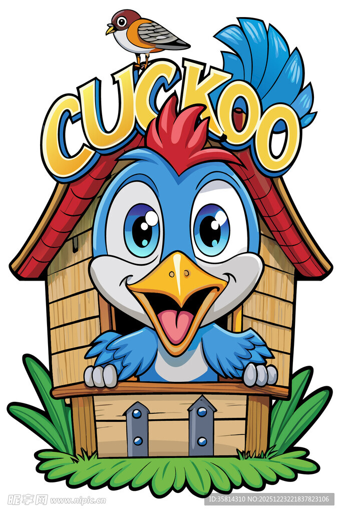 布谷鸟卡通形象小木屋