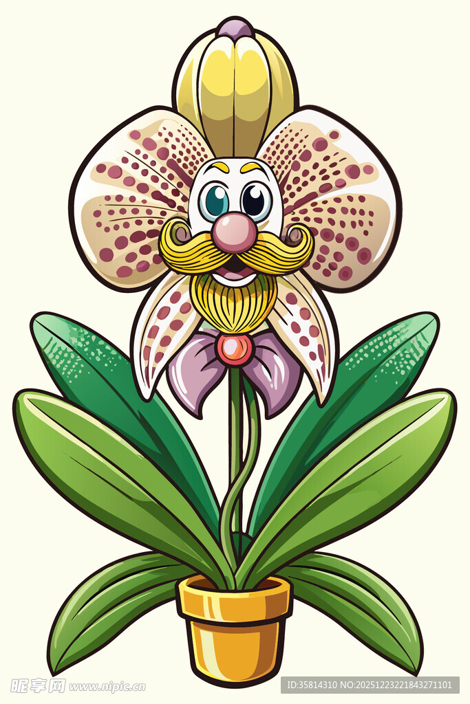 卡通笑脸兰花盆栽
