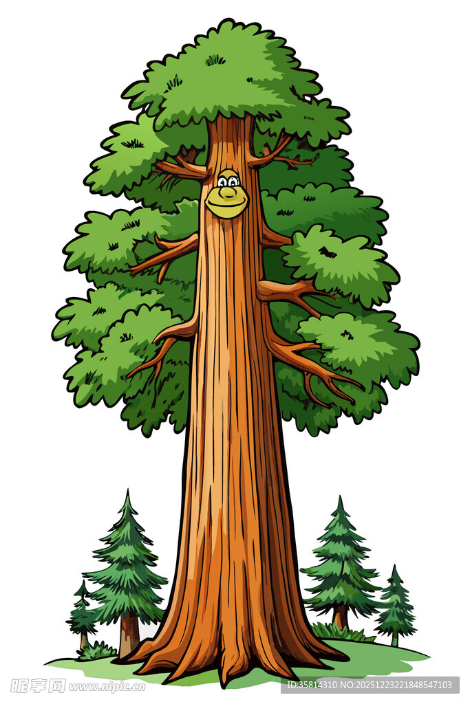 高大红杉树屹立森林中