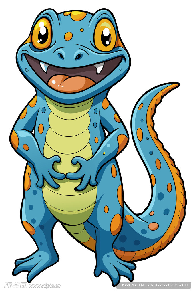 可爱蓝色卡通蜥蜴形象