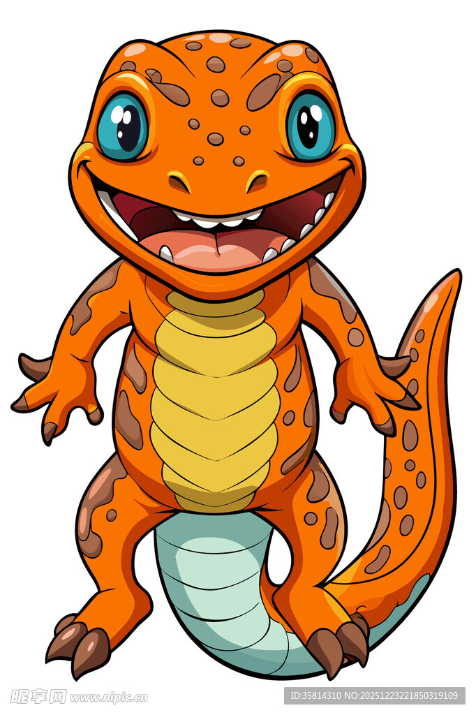 可爱橙色卡通小恐龙