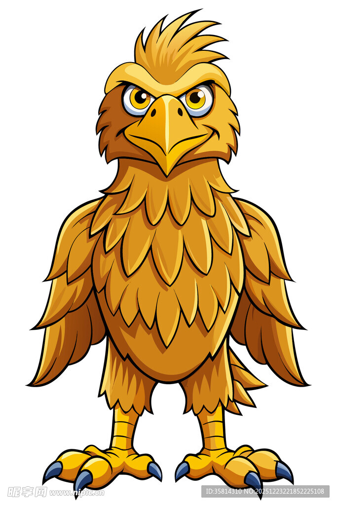 站立的拟人化金羽毛鹰