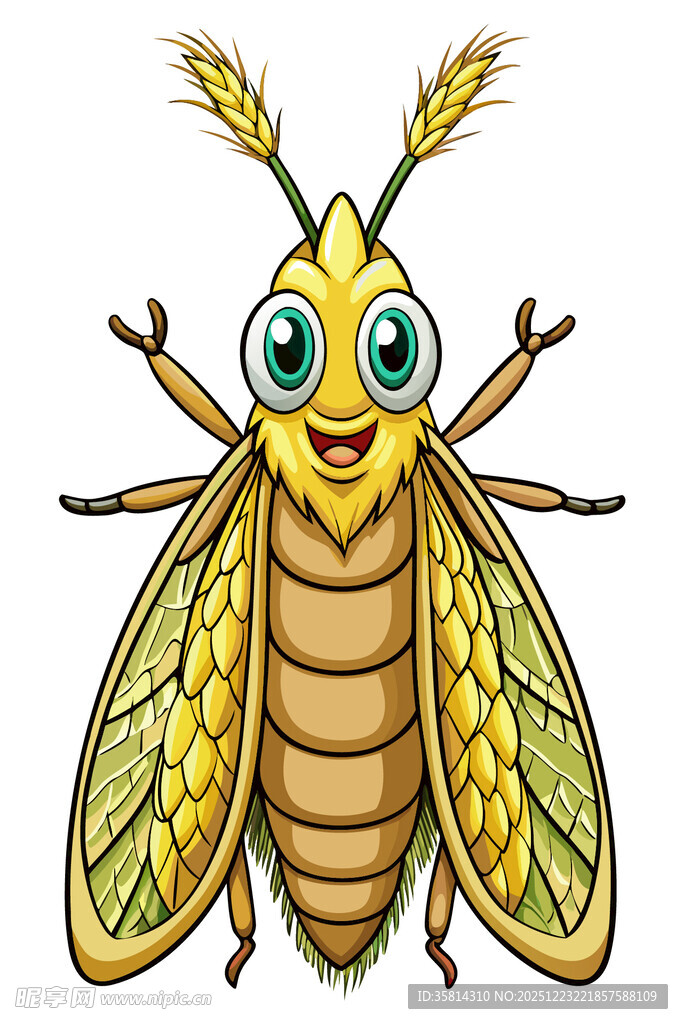 可爱卡通麦穗昆虫形象