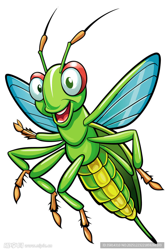 可爱绿色蚂蚱卡通形象