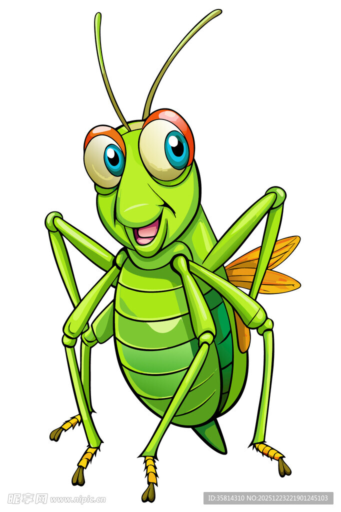 可爱绿色蚂蚱卡通形象