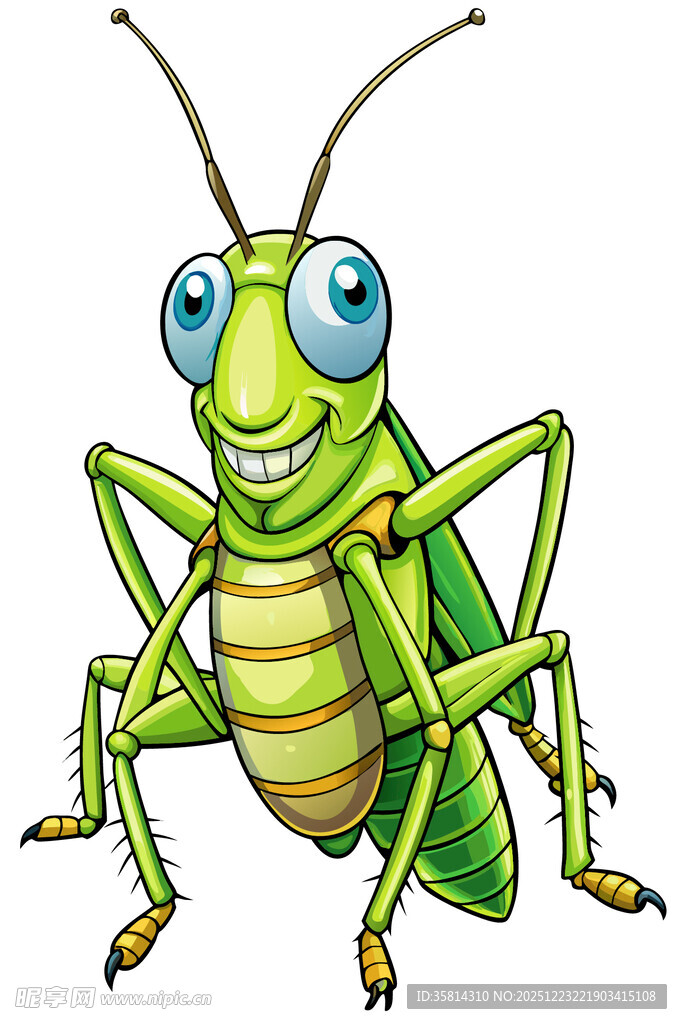 可爱卡通绿色蚂蚱形象