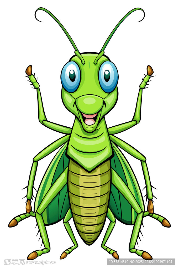 可爱绿色卡通蚂蚱形象