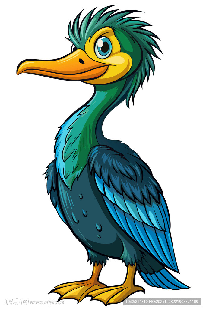 卡通风格彩色大嘴鸟形象