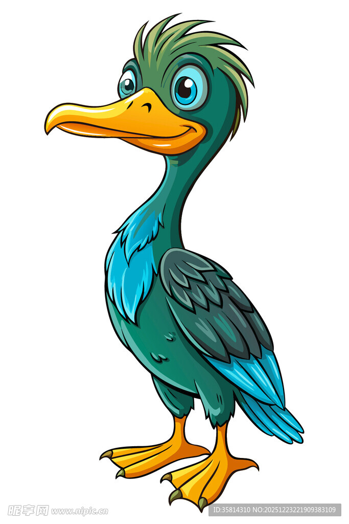 可爱卡通蓝羽鸟
