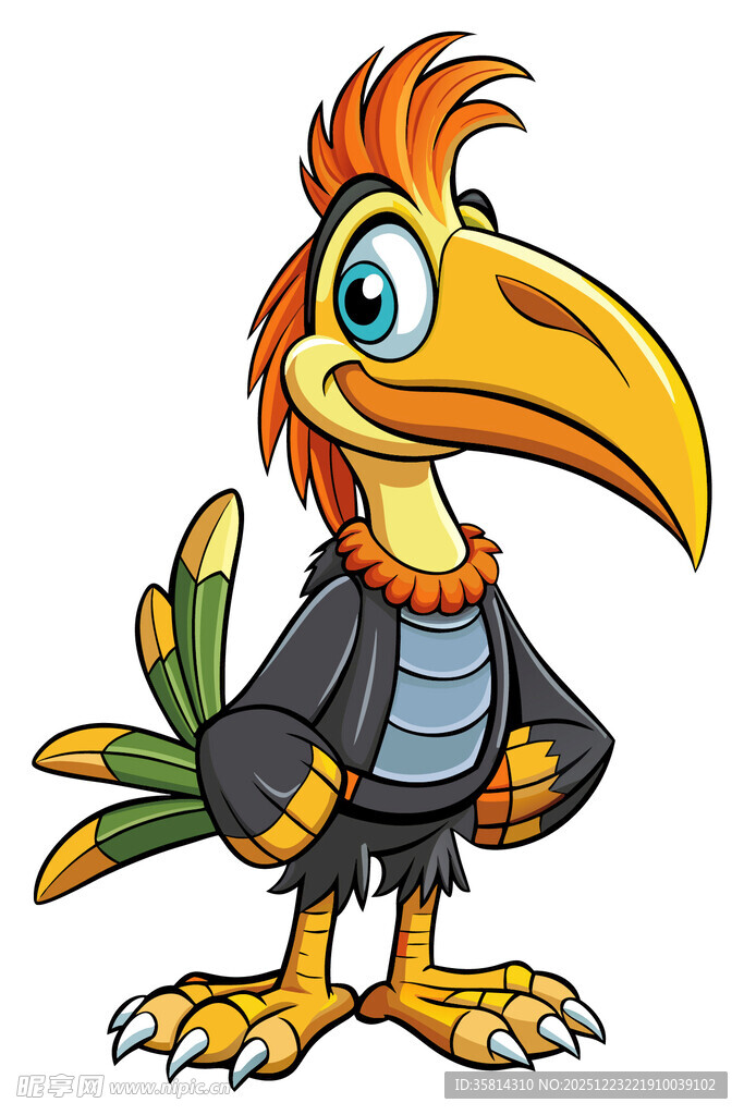 卡通鹦鹉形象身着服饰