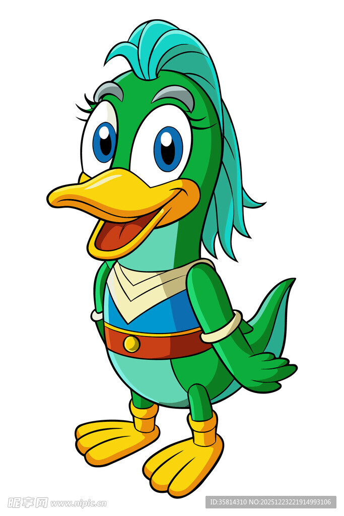 绿发萌趣小鸭卡通形象
