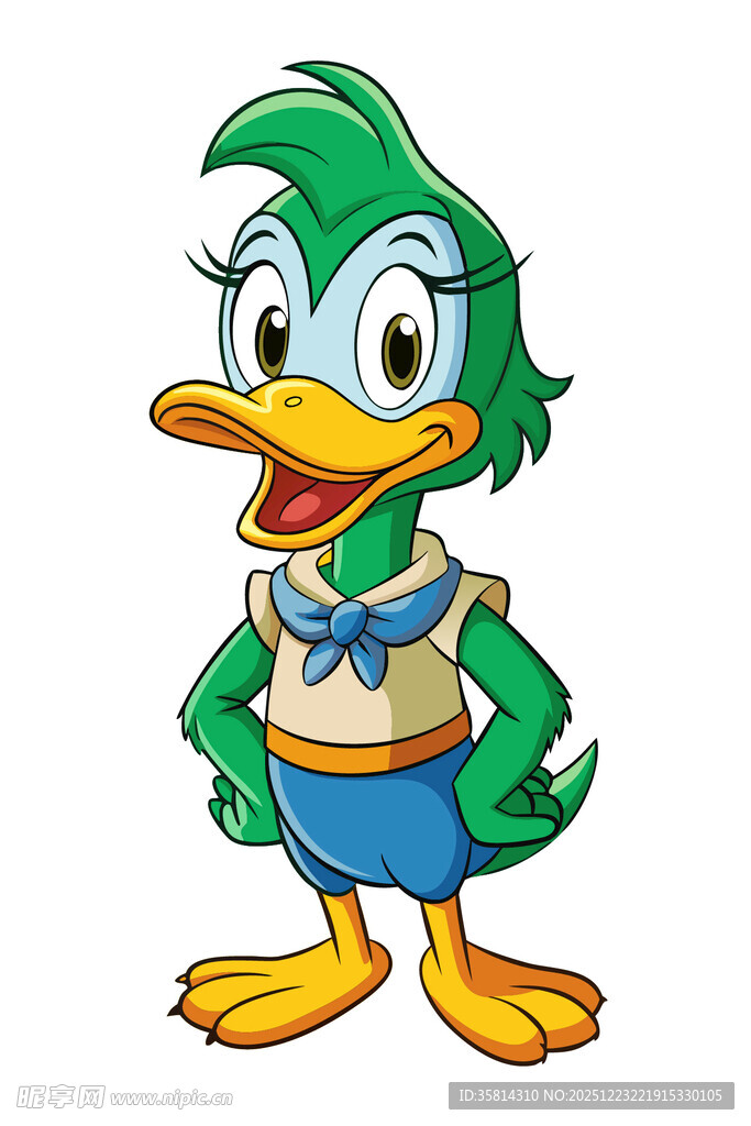 绿发卡通小鸭形象