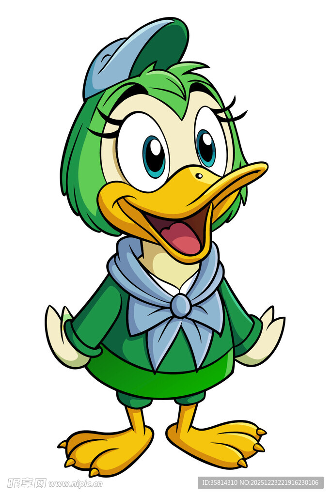 可爱绿衣鸭卡通形象