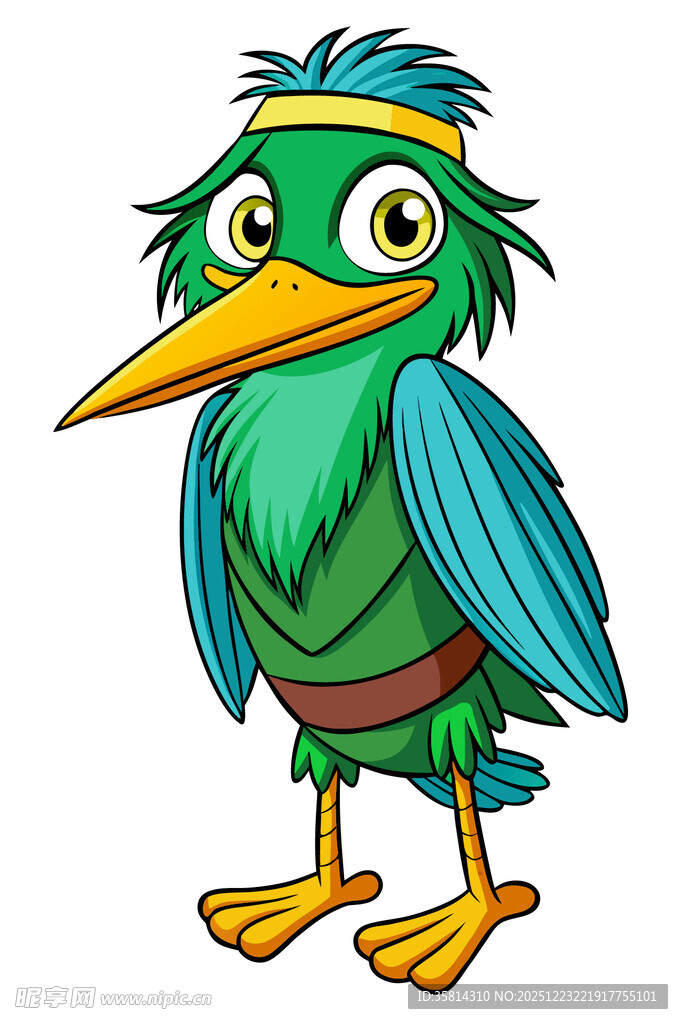 卡通绿羽怪鸟形象