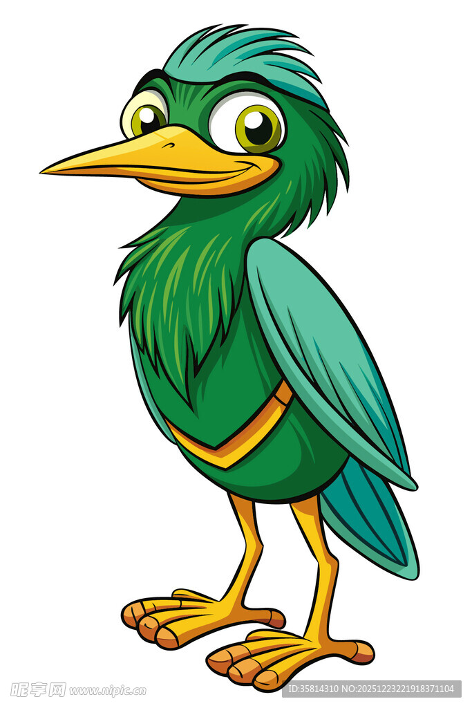 可爱绿鸟卡通形象