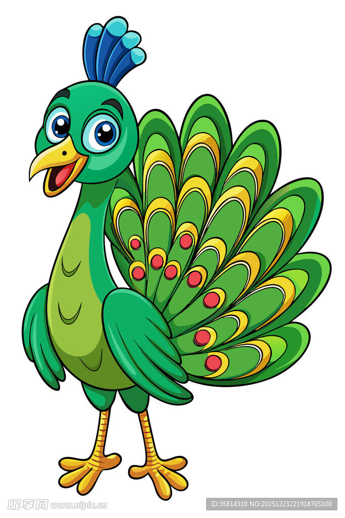 可爱绿孔雀卡通形象