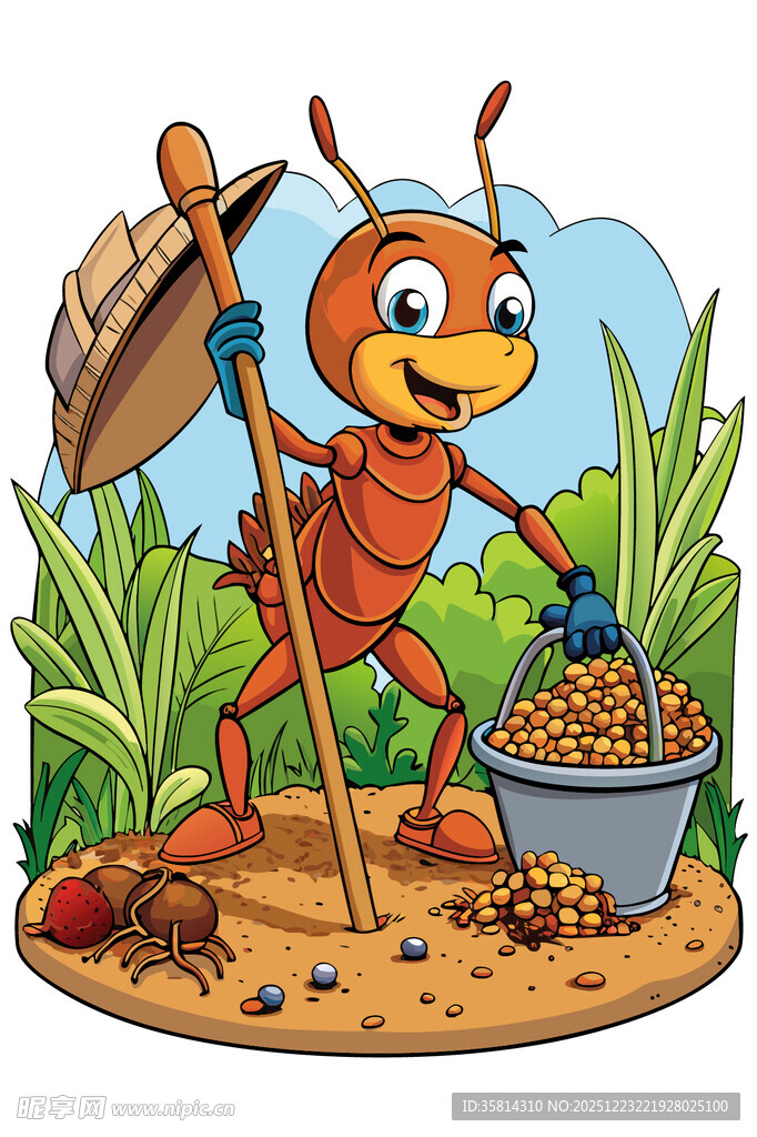 蚂蚁辛勤搬运粮食