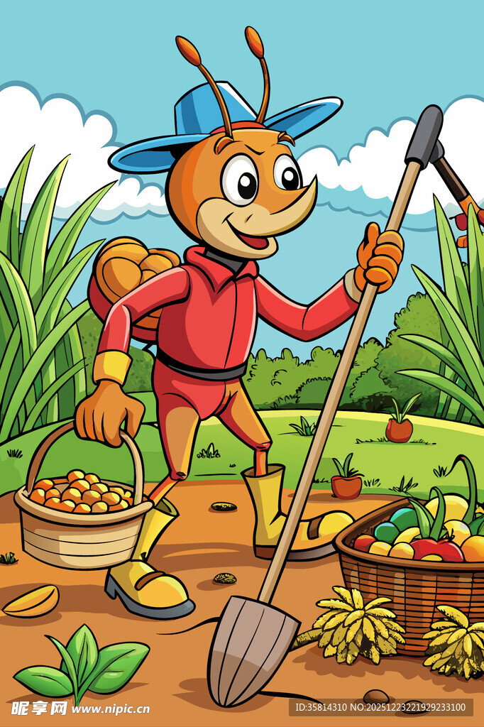 蚂蚁农夫辛勤劳作画面