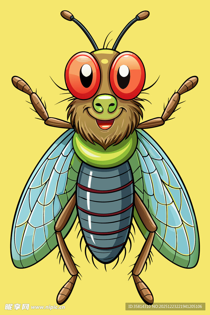 可爱拟人化苍蝇插画