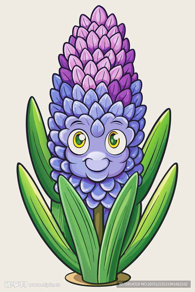 可爱风紫色风信子卡通形象