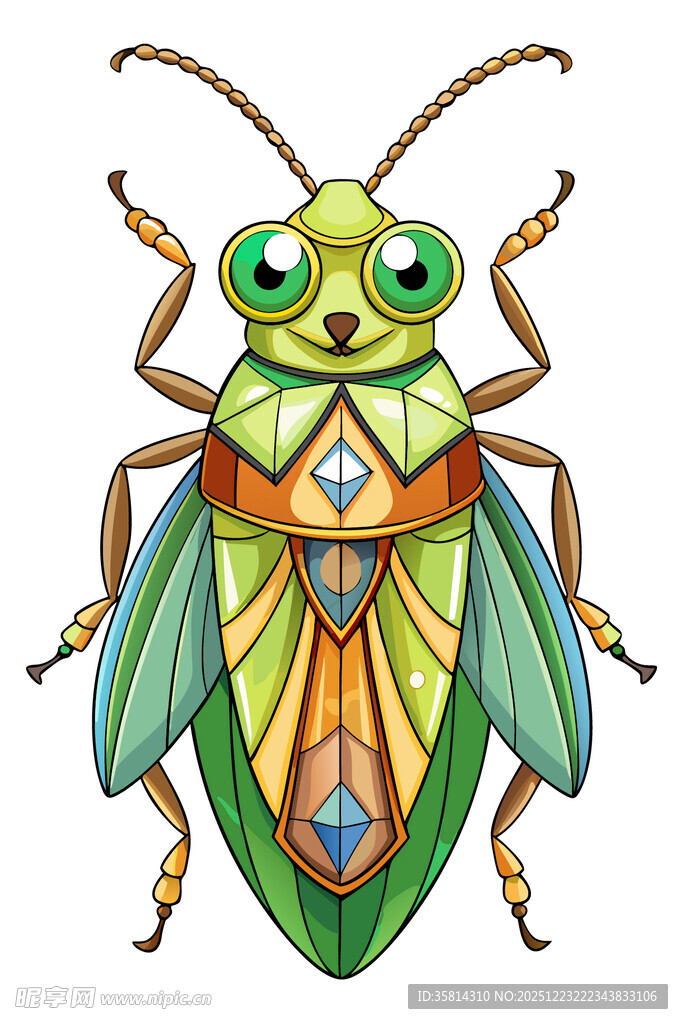 彩色卡通风格昆虫插画