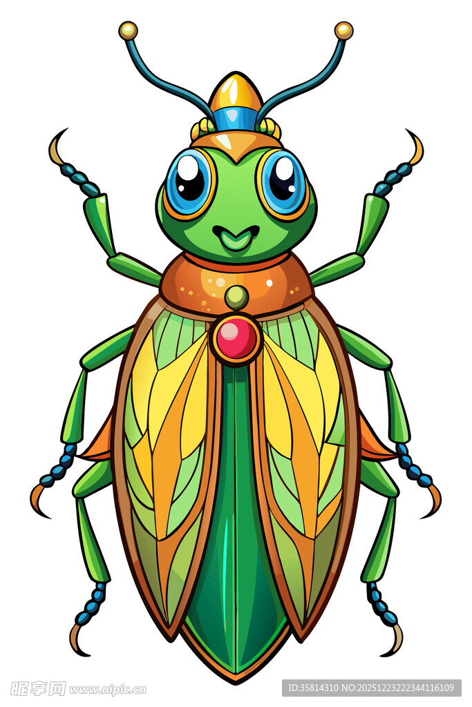 可爱多彩甲虫插画