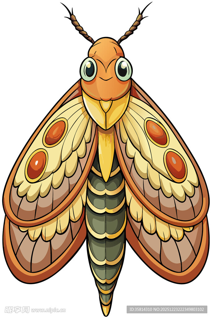 彩色卡通飞蛾插画
