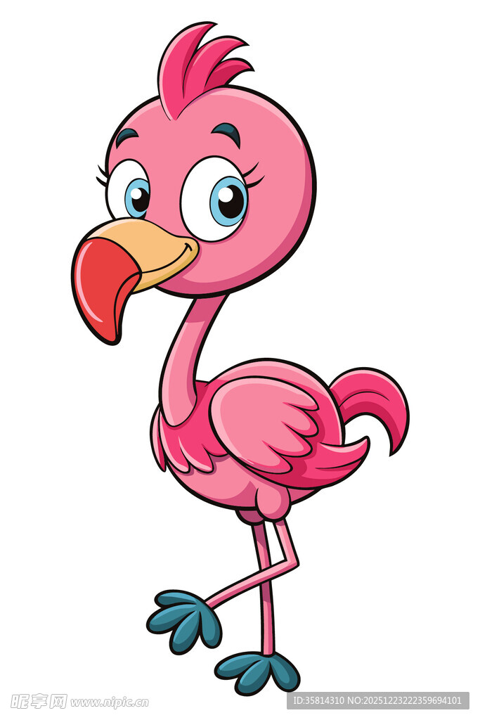 可爱粉色火烈鸟卡通形象