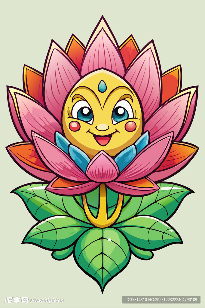 可爱莲花卡通形象