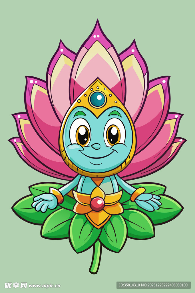 莲花上的卡通小仙子