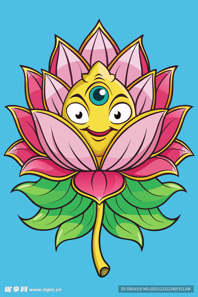 可爱卡通莲花精灵形象