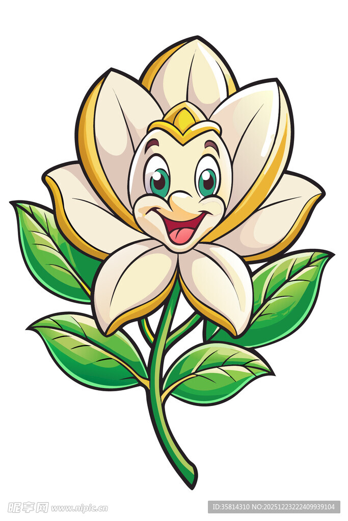 微笑的卡通莲花