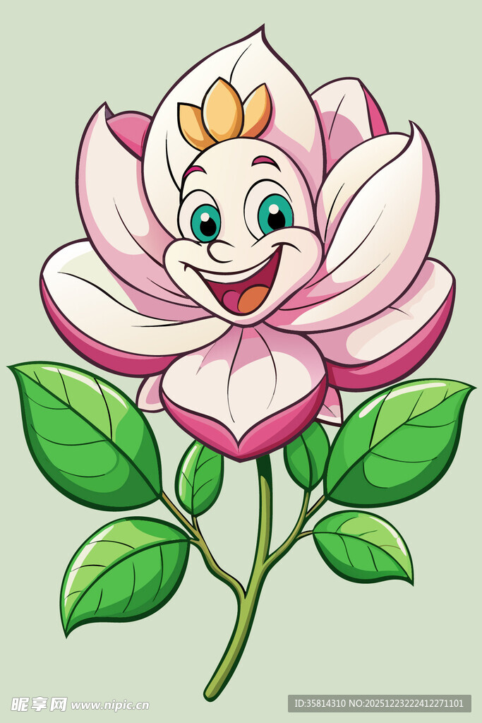 微笑的卡通花朵插画