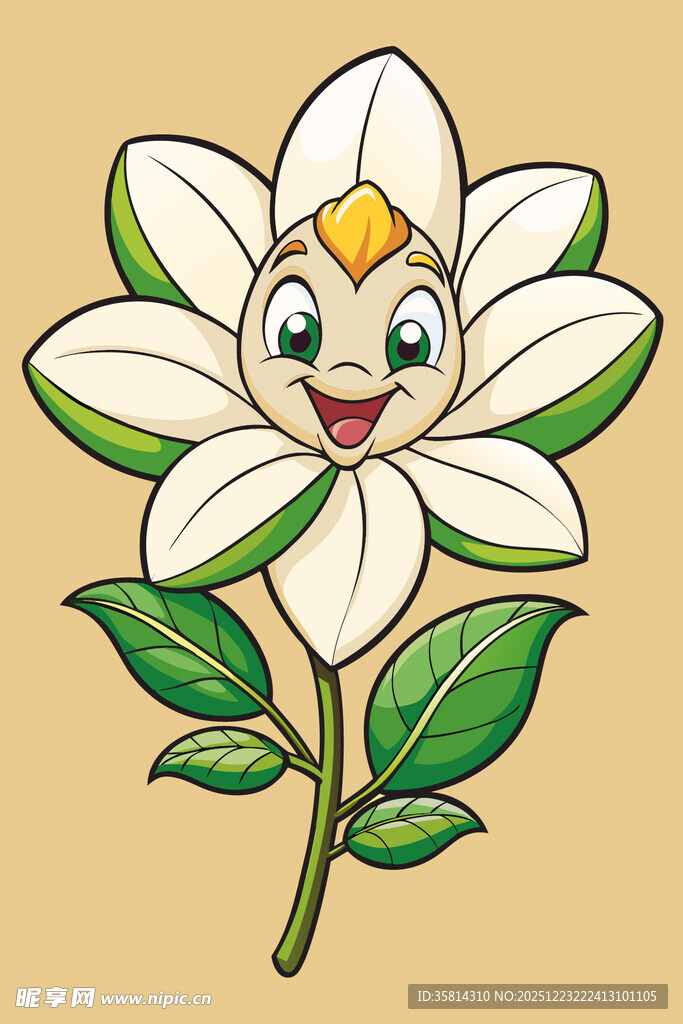 可爱卡通茉莉花插画