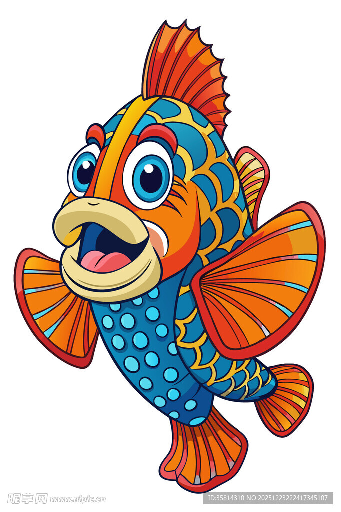 可爱彩色卡通鱼图案