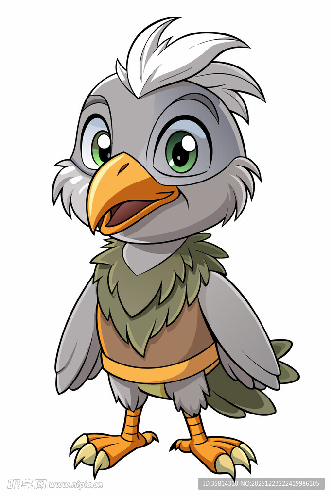 可爱灰羽小鸟卡通形象