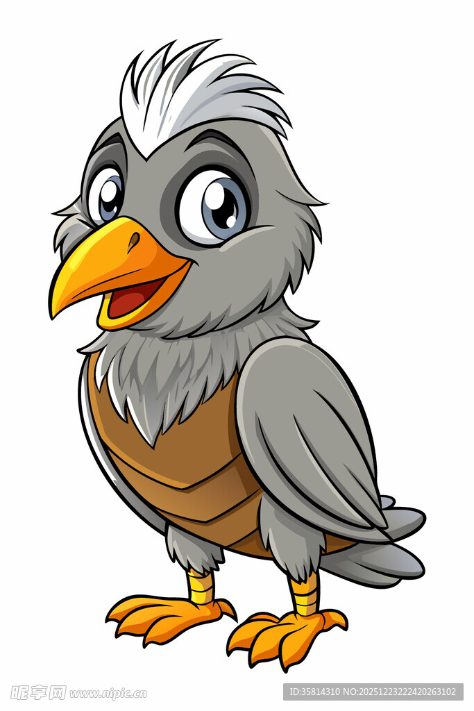 可爱卡通灰鸟形象
