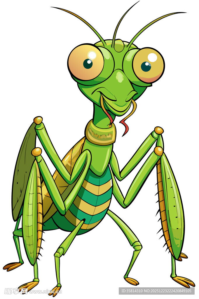 可爱的绿色螳螂卡通形象