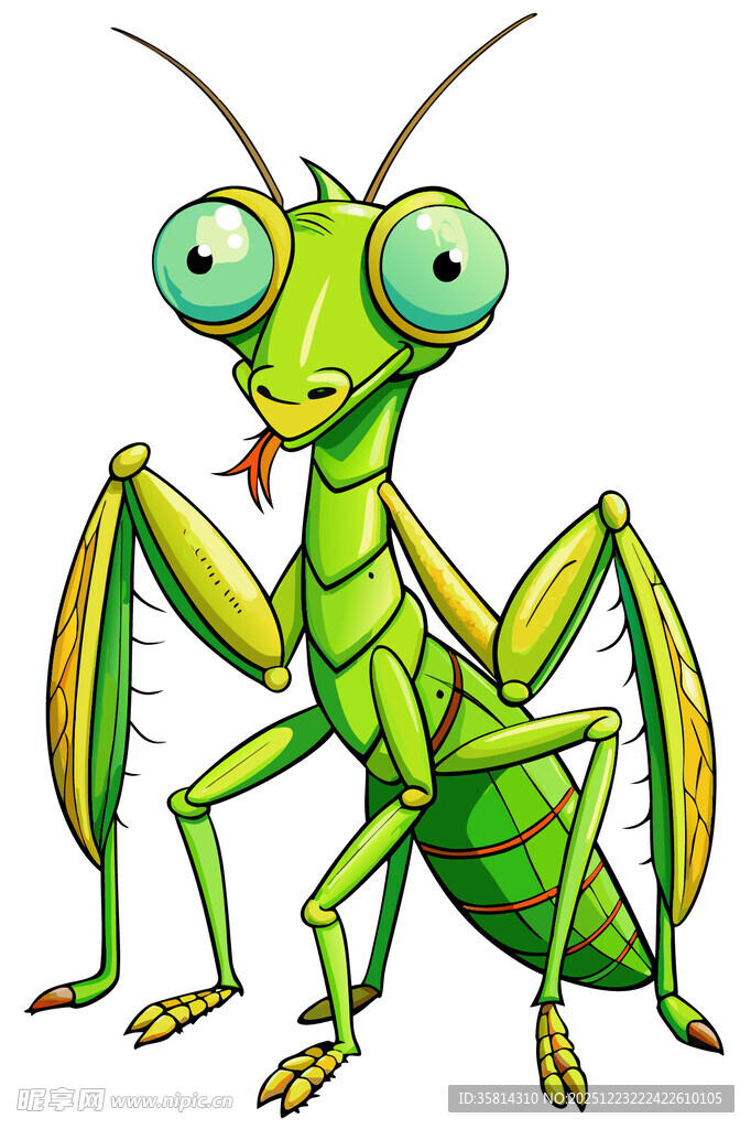 可爱绿色螳螂卡通形象
