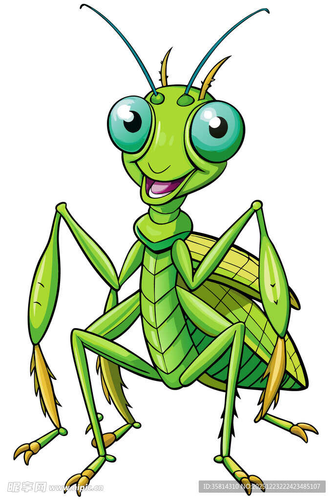 可爱绿色螳螂卡通形象