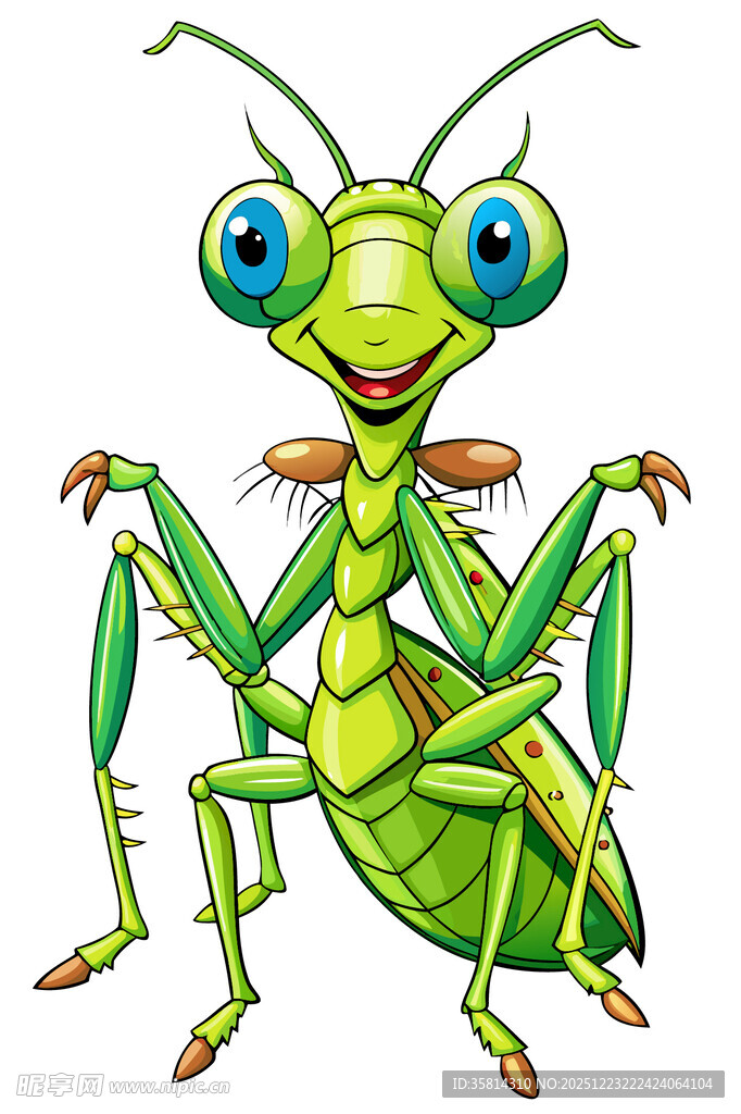 可爱绿色螳螂卡通形象