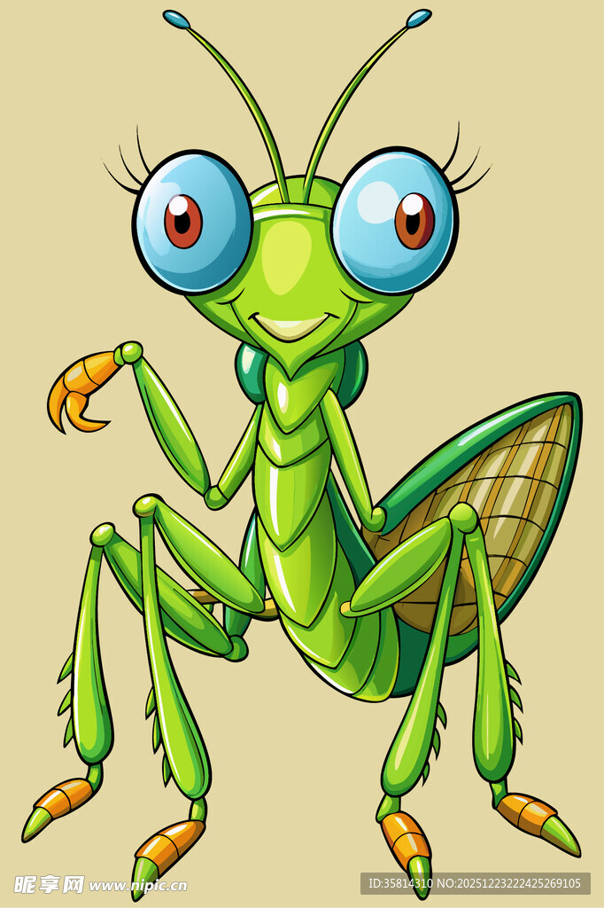可爱卡通螳螂形象