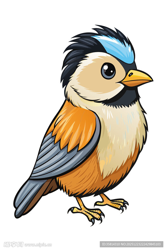 可爱彩色小鸟插画