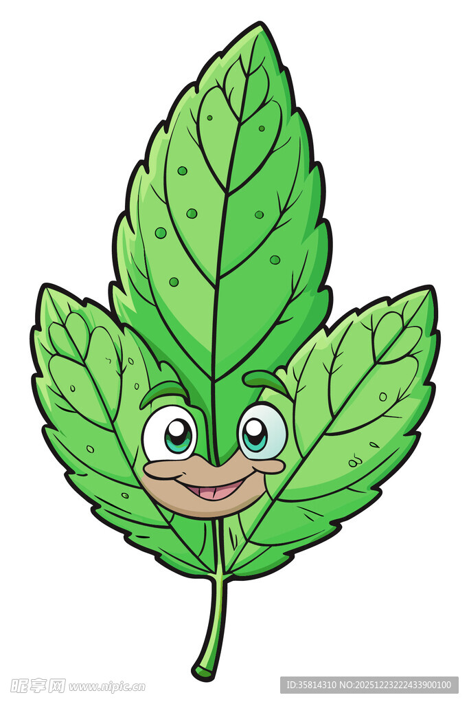 可爱笑脸薄荷叶