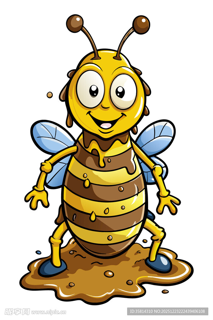 可爱蜜蜂站在泥土地上