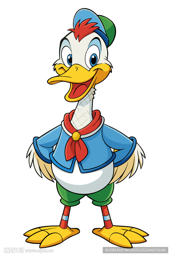 卡通鸭子形象身着特色服饰
