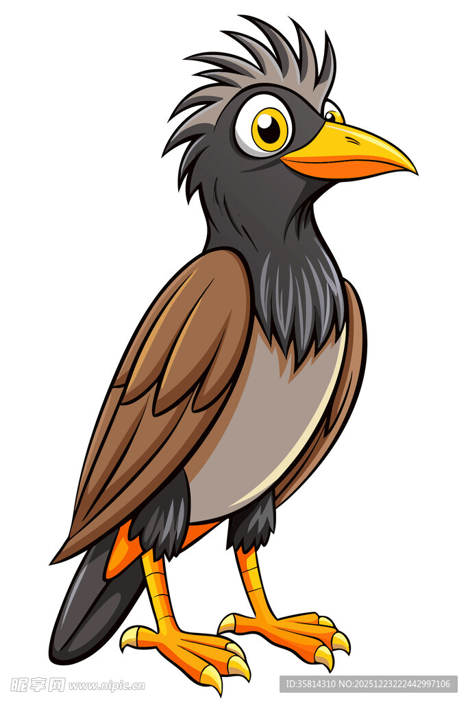 卡通形象的灰黑色小鸟