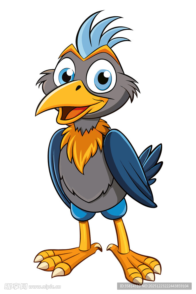 卡通蓝羽小鸟形象