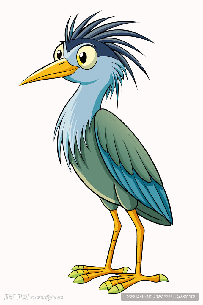 卡通蓝羽怪鸟形象
